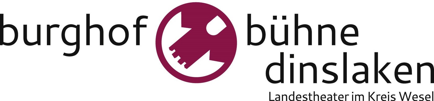BHB_logo-jpg-1 Das Logo der Burghofbühne Dinslaken zeigt den Namen in schwarzer Schrift und einen kastanienbraunen Kreis mit einem stilisierten Händedruck. Der Untertext lautet: Landestheater im Kreis Wesel.