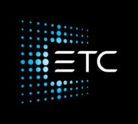 ETC_4c_rev-3-200×180-1 Das Bild zeigt die Buchstaben ETC in einer modernen weißen Schrift neben einem Muster aus blauen und weißen Punkten auf schwarzem Hintergrund.