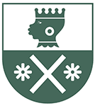 eching Das grün-weiße Schild zeigt oben einen gekrönten Kopf im Profil, in der Mitte ein weißes X und unten zwei Sternchen auf beiden Seiten des X.