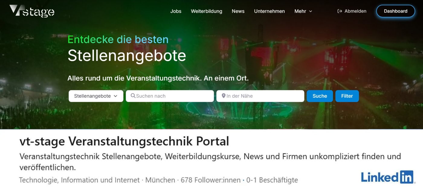 Veranstaltungstechnik Community vt stage linkedin seite