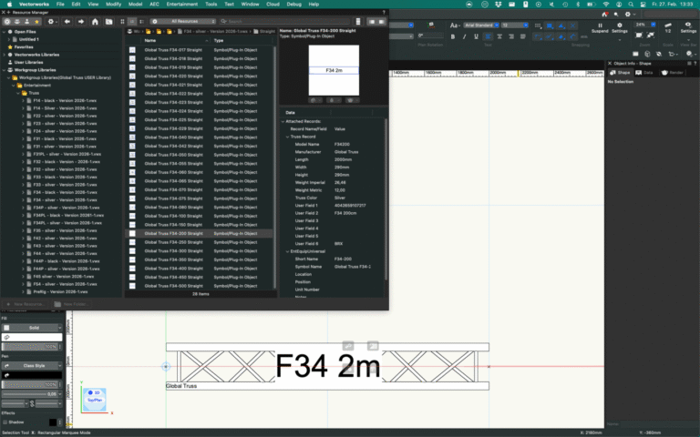 Global Truss veröffentlicht in Zusammenarbeit mit RocketLab und ComputerWorks umfassendste Vectorworks-Traversenbibliothek