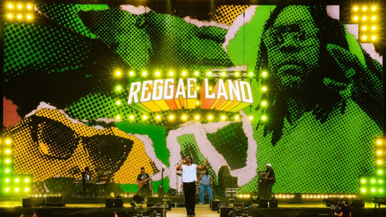 500 GLP X-PAR 12Z HINTER AUFKLAPPENDEN VIDEOFLÄCHEN: WIE AURATECTURE BEI REGGAE LAND JEDEM ACT ZU EINER LICHTSHOW VERHALF – SELBST IN PRALLER SONNE Image 9 Photo Credit NJ Designs 768x432